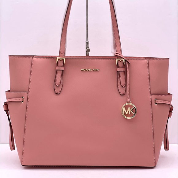 Michael Kors Gilly Large Drawstring Travel Leather Top Zip Tote - Picture 1 of 11